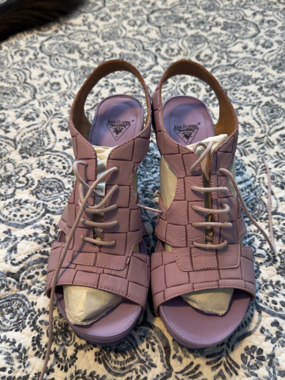 Fluevog Low Rules Joni in purple basket weave